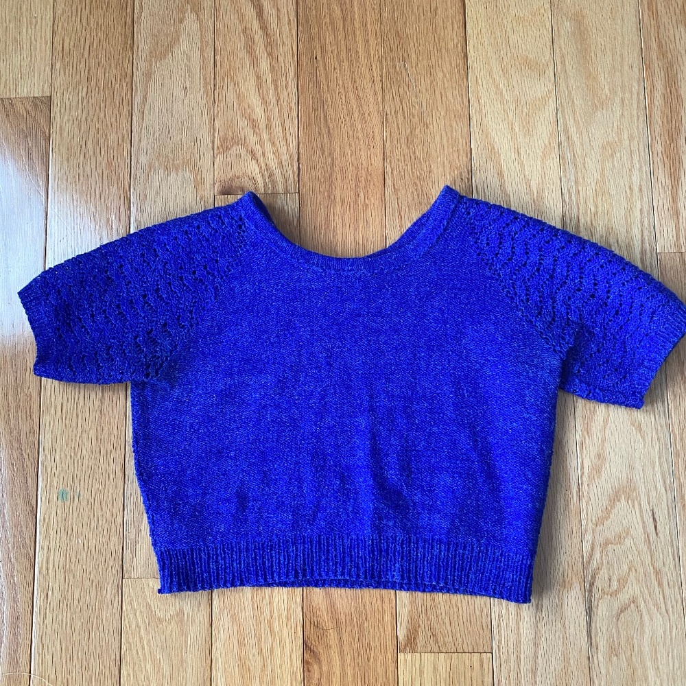 Blue Woolen Knit Crop Top Size Small